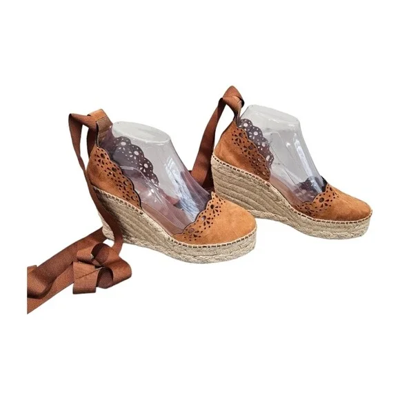 Tabitha Simmons Womens Ravi Brown  Suede Espadrille Wedge Sandals 37 US 7 - Picture 4 of 10